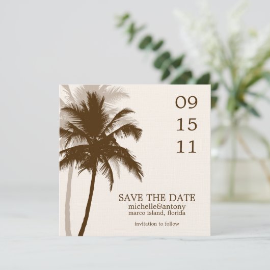 Palm Trees Wedding Save the Date (Staand voorkant)