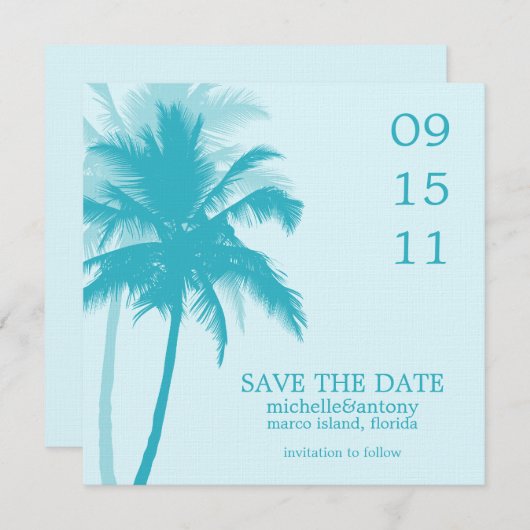 Palm Trees Wedding Save the Date (Voorkant / Achterkant)