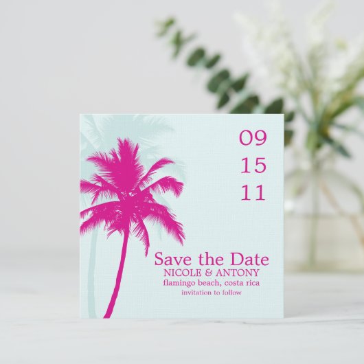 Palm Trees Wedding Save the Date (Staand voorkant)
