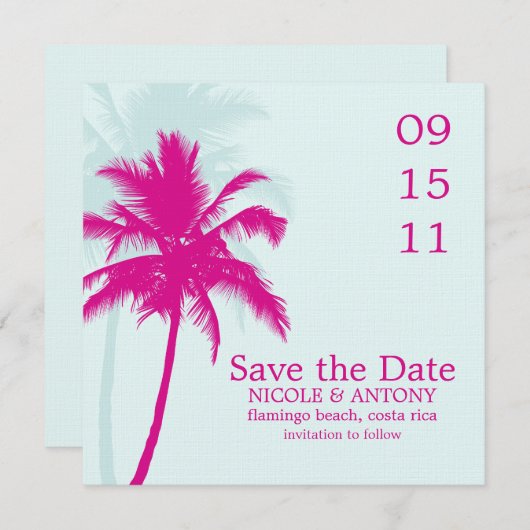 Palm Trees Wedding Save the Date (Voorkant / Achterkant)