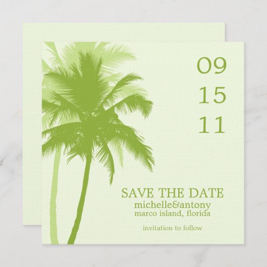 Palm Trees Wedding Save the Date (Voorkant / Achterkant)