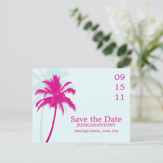 Palm Trees Wedding Save the Date Aankondigingskaart (Staand voorkant)
