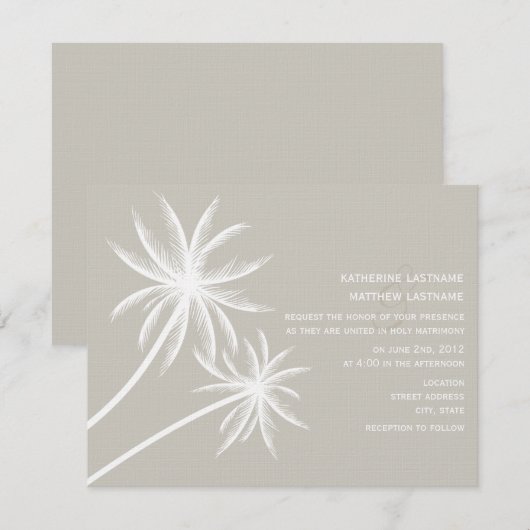 Palm Trees Wedding Uitnodiging (Voorkant / Achterkant)