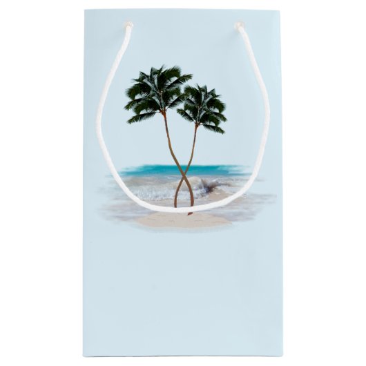 Palm Trees Wedding Welcome Paper Bags Klein Cadeauzakje (Achterkant)