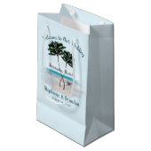 Palm Trees Wedding Welcome Paper Bags Klein Cadeauzakje (Voorkant Gekanteld)
