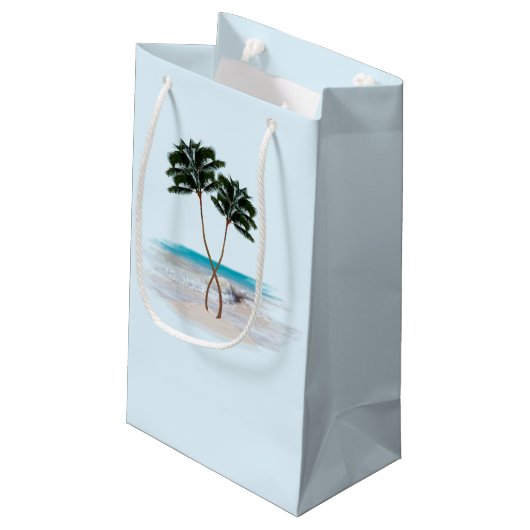 Palm Trees Wedding Welcome Paper Bags Klein Cadeauzakje (Achterkant Gekanteld)
