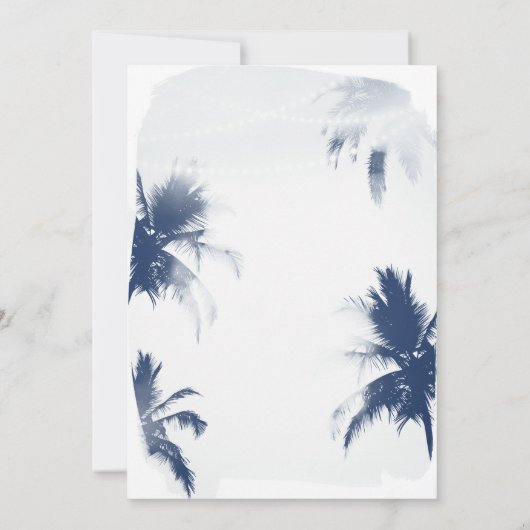 Palm Trees White Beachy Chic Wedding Invitations Kaart (Achterkant)