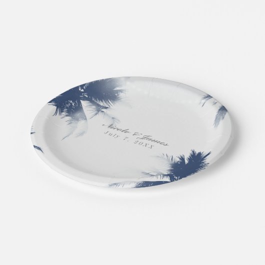 Palm Trees White Glamor Chic Modern Tropical Papieren Bordje (Gekanteld)