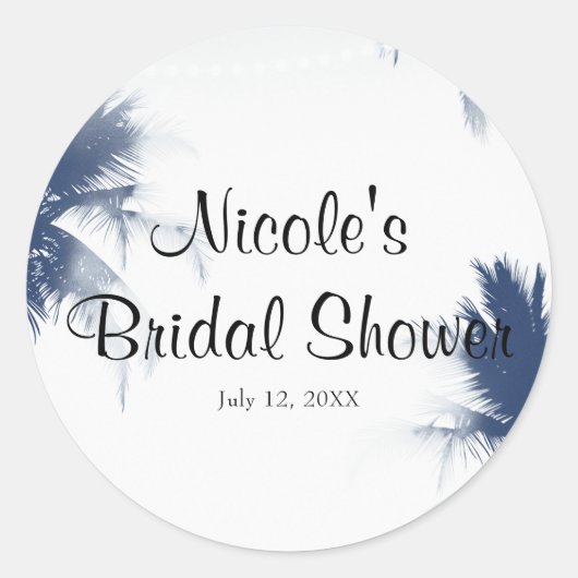Palm Trees White Glamor Chic Modern Tropical Ronde Sticker (Voorkant)