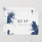 Palm Trees White Glamor Chic Modern Tropical RSVP Uitnodiging Briefkaart (Voorkant / Achterkant)