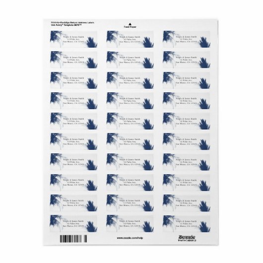 Palm Trees White Glamour Chic Modern Invitation Etiket (Full Sheet)