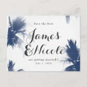 Palm Trees White Glamour Modern Save the Date Aankondigingskaart (Voorkant)