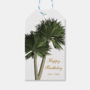 Palm Trees Wit Elegant Beach Wedding Gift Label Cadeaulabel