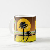 Palm Trepical Retro Beach Sunset Stripes Mod Koffiemok (Voorkant links)