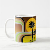 Palm Trepical Retro Beach Sunset Stripes Mod Koffiemok (Links)