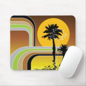 Palm Trepical Retro Beach Sunset Stripes Mod Muismat (Met muis)