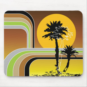 Palm Trepical Retro Beach Sunset Stripes Mod Muismat