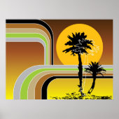 Palm Trepical Retro Beach Sunset Stripes Mod Poster (Voorkant)