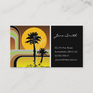Palm Trepical Retro Beach Sunset Stripes Mod Visitekaartje