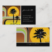 Palm Trepical Retro Beach Sunset Stripes Mod Visitekaartje (Voorkant / Achterkant)