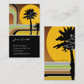 Palm Trepical Retro Beach Sunset Stripes Mod Visitekaartje (Voorkant / Achterkant)