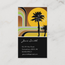 Palm Trepical Retro Beach Sunset Stripes Mod Visitekaartje