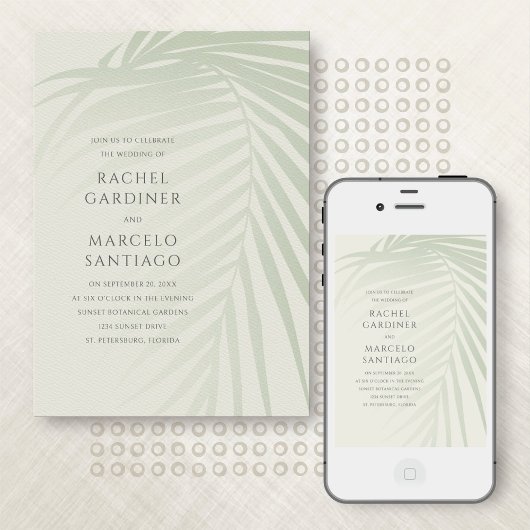 Palm Tropical Beach Destination Wedding Kaart