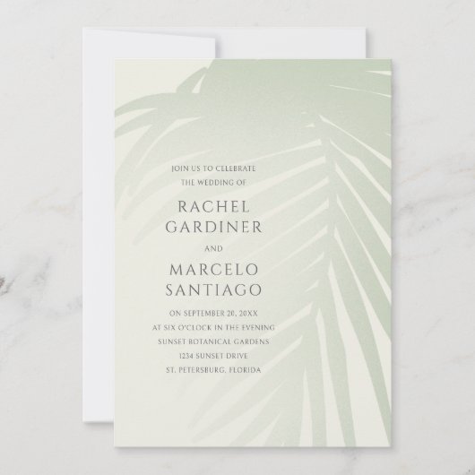 Palm Tropical Beach Destination Wedding Kaart (Voorkant)