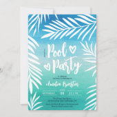 Palm Tropical Blue Ombre Sweet 16 Pool Party Kaart (Voorkant)
