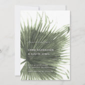 Palm Tropical Botanical Leaf Wedding Invitation Kaart (Voorkant)