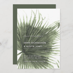 Palm Tropical Botanical Leaf Wedding Invitation Kaart