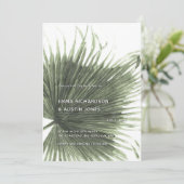 Palm Tropical Botanical Leaf Wedding Invitation Kaart (Staand voorkant)