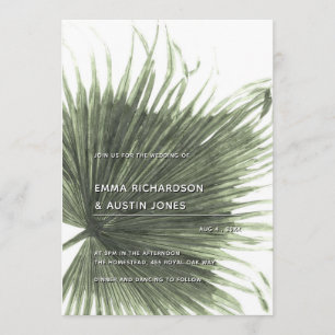 Palm Tropical Botanical Leaf Wedding Invitation Kaart
