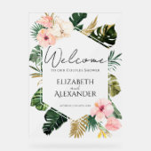 Palm Tropical Couples Douche Acryl Welkom Teken Acryl Bord (Voorkant)