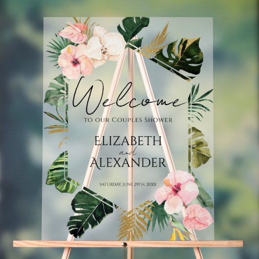 Palm Tropical Couples Douche Acryl Welkom Teken Acryl Bord (Neutraal)