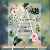 Palm Tropical Couples Douche Acryl Welkom Teken Bord (Neutraal)