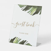 Palm Tropical Floral Shower Guest Book Sign Reclamebord Met Voetstuk (Voorkant)