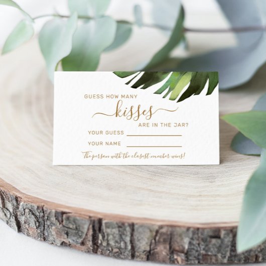 Palm Tropical Hoeveel Kisses-gamekaart Plaatskaartje