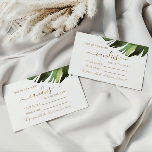 Palm Tropical Hoeveel Snoepjes Douche Game Card Plaatskaartje