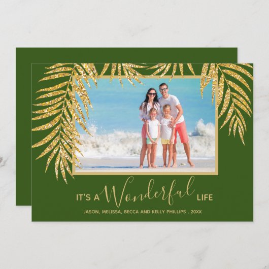 Palm Tropical kerstfoto Feestdagenkaart (Voorkant / Achterkant)