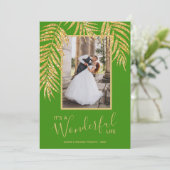 Palm Tropical Kerstmis Foto Holiday Kaart (Staand voorkant)