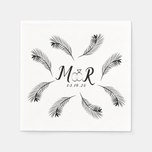 Palm Tropical Leaf Ring Wedding Logo Servet