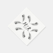 Palm Tropical Leaf Ring Wedding Logo Servet (Hoek)