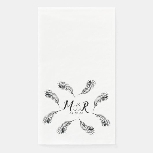 Palm Tropical Leaf Ring Wedding Logo Servet (Voorkant)