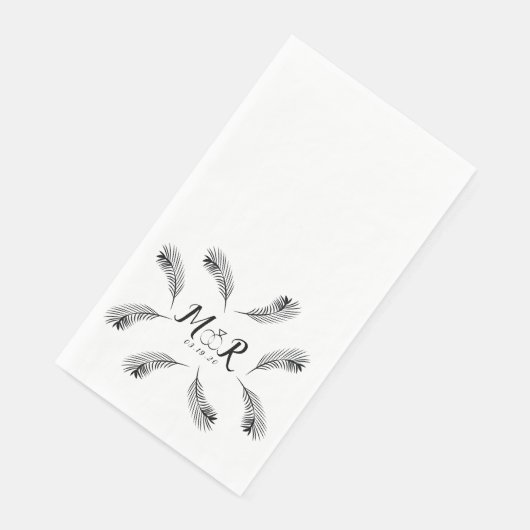 Palm Tropical Leaf Ring Wedding Logo Servet (Hoek)