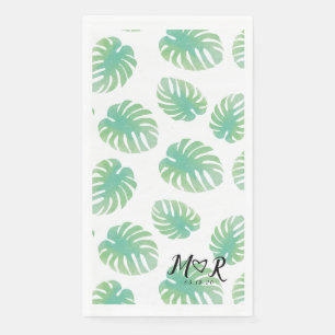 Palm Tropical Leaf Wedding Logo Green Servet