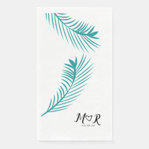Palm Tropical Leaf Wedding Logo Servet