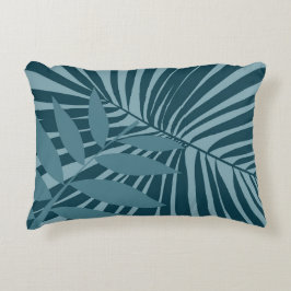 Palm & tropisch blad abstract in blauw groen grijs accent kussen