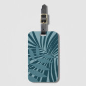 Palm & tropisch blad abstract in blauw groen grijs bagagelabel (Voorkant (verticaal))