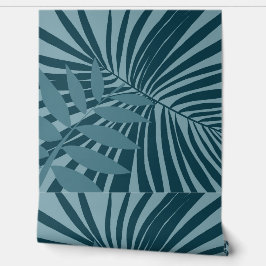 Palm & tropisch blad abstract in blauw groen grijs behang